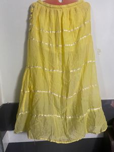 Yellow Mirror Work Skirt