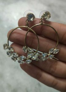 Crystal Leaf Hoop Earrings