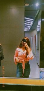 Peach Ruched Front Tie-Up Crop Top