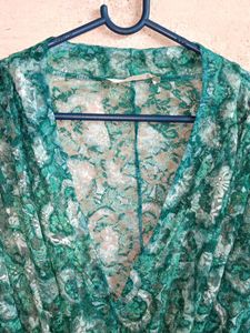 Oversized Trendy See-through Lace Top Multicolour