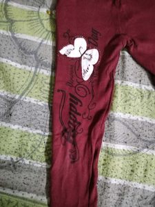 Maroon Printed Leggings