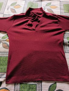 Maroon Mock Neck Top