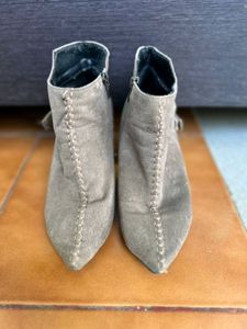 Suede Ankle Boots with Buckle Detail