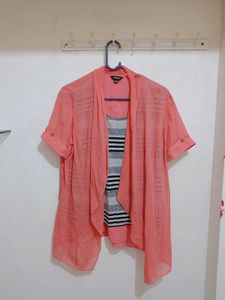 Coral Draped Cardigan