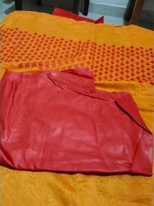 ChanderiCotton Suit Set With Beautiful Red Dupatta