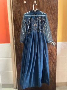 32 Bust Blue Embellished Maxi Dress