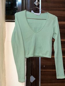 Mint Green Long Sleeve Ribbed Top