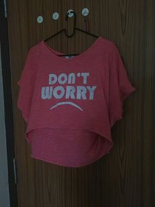 Pink 'Don't Worry' Crop Top