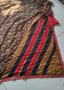 Black Sequence Work Saree With Lace Border
