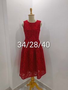 Red Lace Fit &amp; Flare Dress