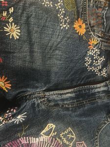 Floral Embroidered Denim Shorts
