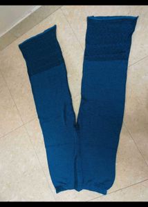 Elegant Blue Knit Cardigan with plazzo