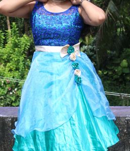 Blue Dress with Floral for wedding or part