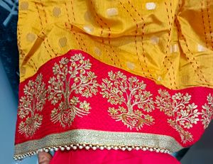 Silk Kurta With Red Duppata