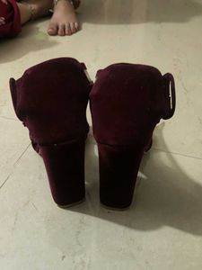 Burgundy Heels with Clear Straps