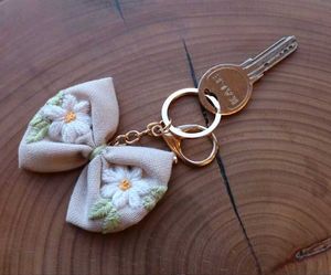 Hand Embroidered Bow Keychain