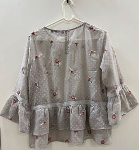 Ginger by Lifestyle – Grey Layered Embroidered Top