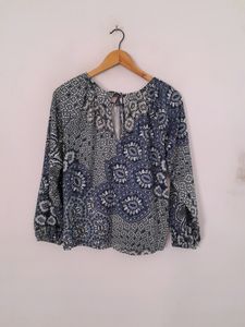 Blue Multi Color Printed Top (Women's)
