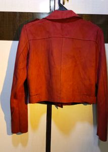 ONLY Red Suede Leather Jacket