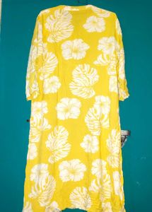 Yellow Floral Print Kurta