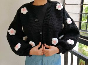 Crochet Black Cardigan