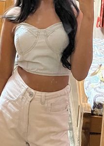 Denim Corset-Style Top (XS)