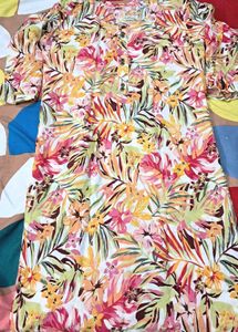 Flower Kurti. Multicolor  Cotton.