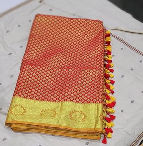 Hot Red Pattu Saree With Cute Hangin