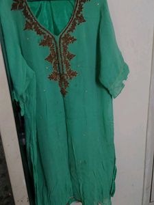 Embroidered Green Kurti