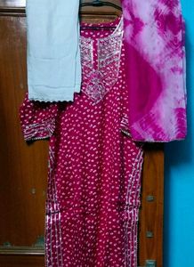beautiful party wear Kadai kurti pant Dupatta set