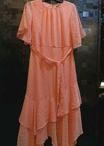 Peach Fit And Flare Dress