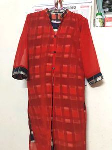 Beautiful Red Collar Kurti 🎀