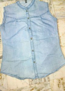 Denim Shirt With Half Sleeves