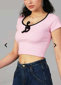 Pink Bow Ribbed Top