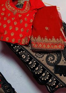 Red & Gold Embroidered Saree