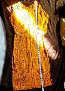 Ortange Embroidery &amp; Printed Kurta Women