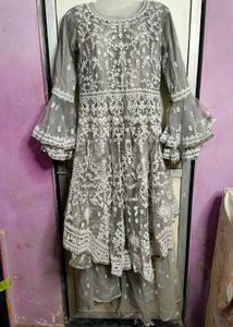 Elegant Grey Embroidered Kurta Set