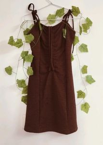 BrandNewBrownTie-upMiniDress