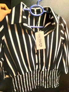 Striped Y2k Black And White Top