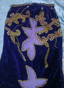 Imported Vintage Beaded Velvet Long Skirt