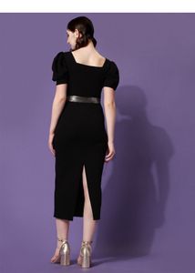 Black Puff Sleeve Party Dress