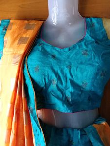 Blue Embroidered Lehenga Choli with Dupatta