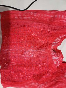 Red Embellished Kurta