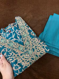 Muslin Heavy Yoke Kurta With Pants