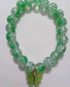 CRACKLE BEADS BRACELET WITH CHARM💚