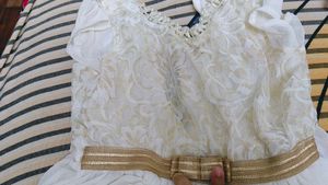 Office White &amp; Gold Party Dress