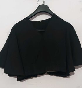 Black Flared Sleeves Crop Top