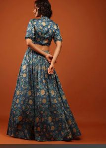 Kalki fashion Blue Floral Print Blouse skirt