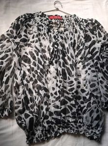 Animal Printed Chiffon Top
