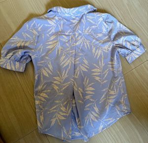 Leaf Print Button-Down Shirt